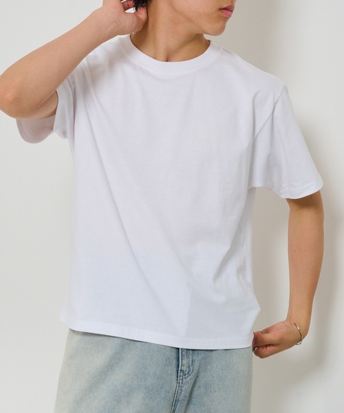 HAUS(ハウス)の「【HAUS】ショート丈半袖Tシャツ YON-017(Tシャツ/カットソー・メンズ・ブラック/ホワイト・M/LL/L)」の3枚目の写真