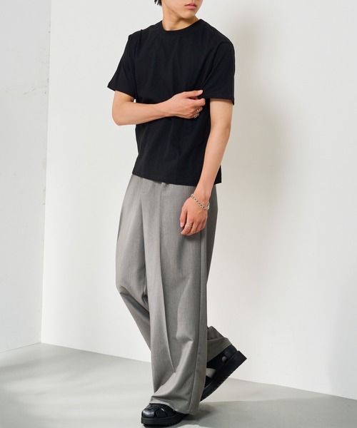 HAUS(ハウス)の「【HAUS】ショート丈半袖Tシャツ YON-017(Tシャツ/カットソー・メンズ・ブラック/ホワイト・M/LL/L)」の14枚目の写真