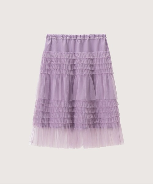 LA POMME petit(ラポミ・プチ)の「Ruffle Flare Mesh Skirt(スカート・レディース・グリーン/パープル/アイボリー・FREE)」の4枚目の写真