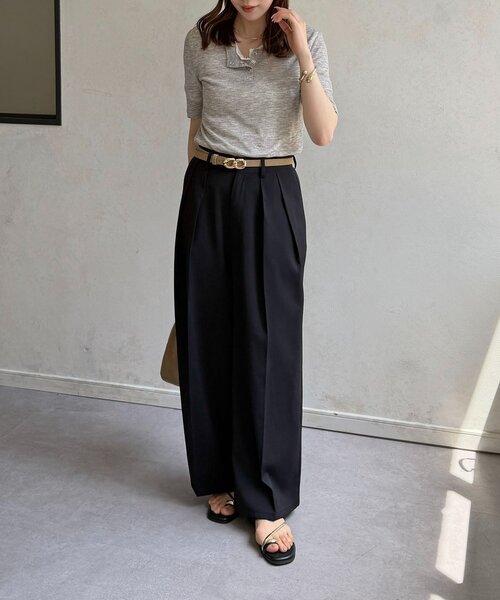 Thevon(ゼボン)の「シアーリブヘンリーネック5分袖プルオーバー(Tシャツ/カットソー・レディース・ピンク/オフホワイト/グレー/サックスブルー・FREE)」の17枚目の写真