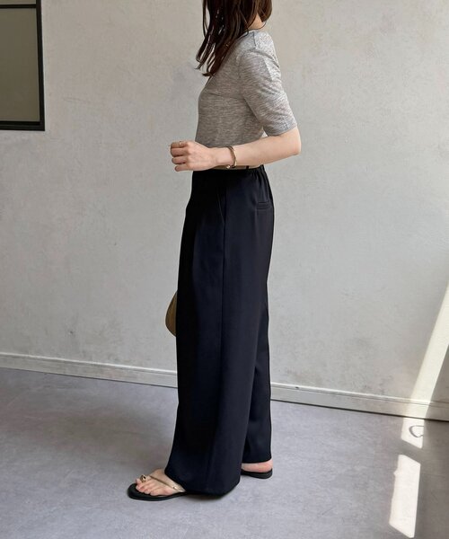 Thevon(ゼボン)の「シアーリブヘンリーネック5分袖プルオーバー(Tシャツ/カットソー・レディース・ピンク/オフホワイト/グレー/サックスブルー・FREE)」の18枚目の写真