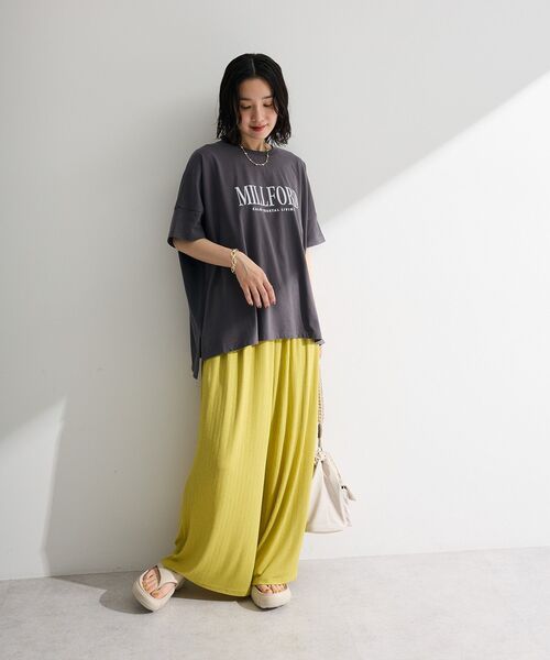Green Parks(グリーンパークス)の「シアーカットワイドパンツ(その他パンツ・レディース・ホワイト/ブラック/ブルー/オレンジ/イエロー・FREE)」の12枚目の写真