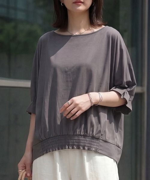 SELECT LEVERY(セレクトリベリー)の「接触冷感裾シャーリングプルオーバー(Tシャツ/カットソー・レディース・チャコール/ブラック/ネイビー・LARGE/MEDIUM)」の22枚目の写真