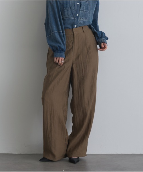 OandI（オーアンドアイ）の「リネンライクパンツ（その他パンツ・レディース・ブラック/ブラウン・M）」の2枚目の写真