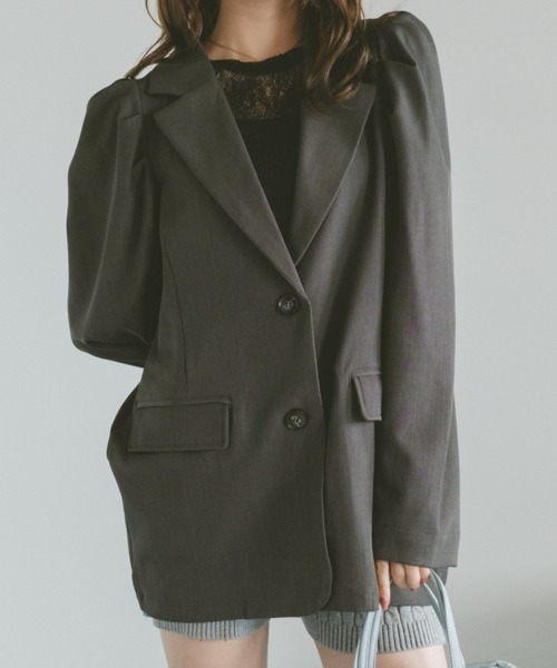 VANNIE U(ヴァニーユー)の「パフスリーブテーラードジャケット(テーラードジャケット・レディース・チャコールグレー/ベージュ・FREE)」の6枚目の写真