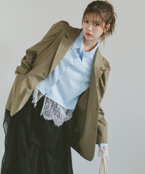 VANNIE U(ヴァニーユー)の「パフスリーブテーラードジャケット(テーラードジャケット・レディース・チャコールグレー/ベージュ・FREE)」の18枚目の写真
