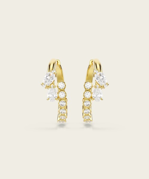 SWAROVSKI（スワロフスキー）の「【公式】【スワロフスキー】Mesmera フープピアス, ミックスカット, ホワイト, 18Kゴールドコーティング（ピアス（両耳用）・レディース・ゴールド系・ONE SIZE）」の3枚目の写真