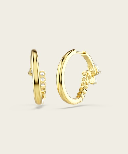 SWAROVSKI（スワロフスキー）の「【公式】【スワロフスキー】Mesmera フープピアス, ミックスカット, ホワイト, 18Kゴールドコーティング（ピアス（両耳用）・レディース・ゴールド系・ONE SIZE）」の5枚目の写真