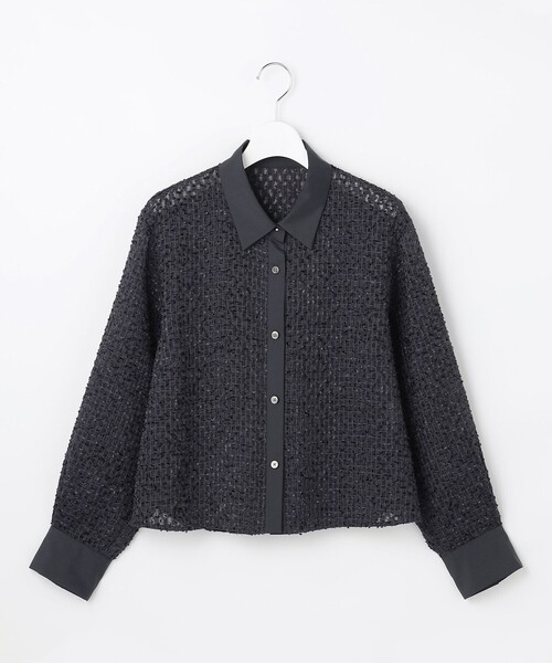 自由区(ジユウク)の「シアーカットジャガードクロップド シャツブラウス(シャツ/ブラウス・レディース・サックスブルー系/ベージュ系/グレー系・40/38)」の20枚目の写真