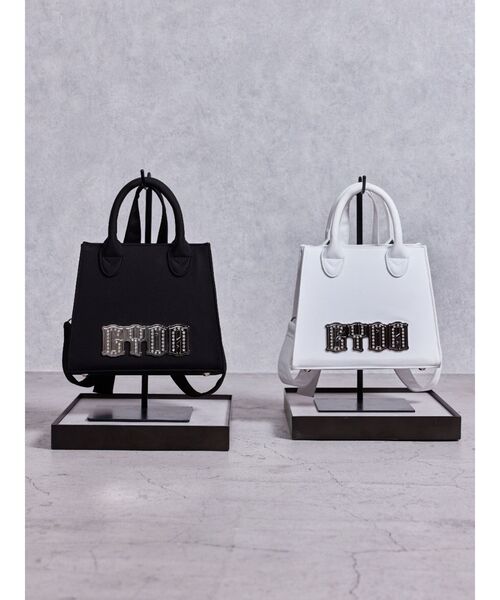 GYDA(ジェイダ)の「GYDA bijouプレートBAG(ハンドバッグ・レディース・オフホワイト/ブラック・FREE)」の3枚目の写真