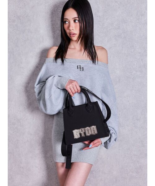 GYDA(ジェイダ)の「GYDA bijouプレートBAG(ハンドバッグ・レディース・オフホワイト/ブラック・FREE)」の4枚目の写真