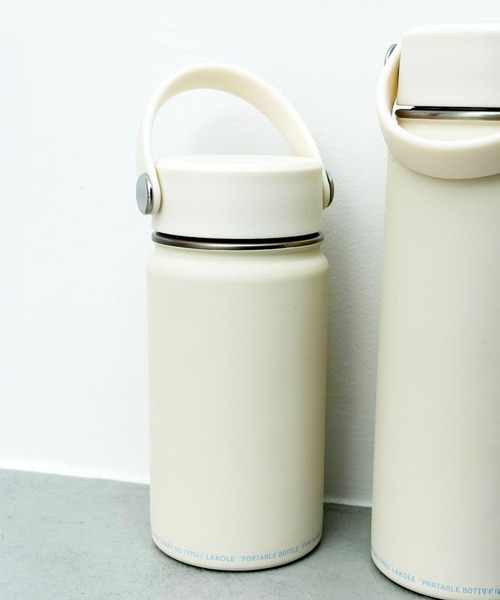 LAKOLE（ラコレ）の「【保冷・保温】ハンドル付きステンレスボトル[350ml] / 794191（水筒・レディース・ライトブルー/グレー/アイボリー・FREE）」の10枚目の写真