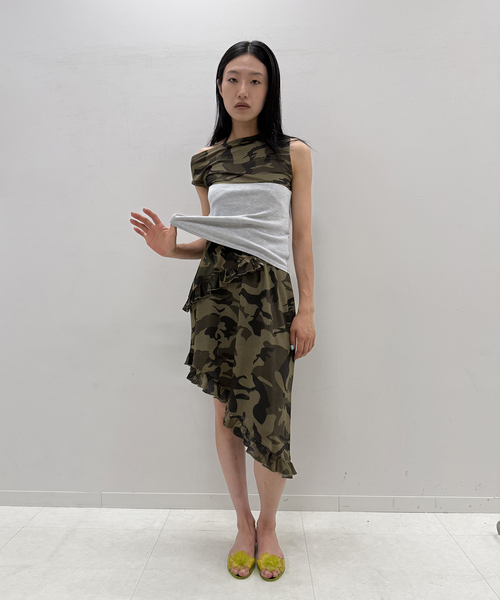 Oriens JOURNAL STANDARD(オリエンス ジャーナルスタンダード)の「カモフラージュメッシュパネルTEE(Tシャツ/カットソー・レディース・グリーン/グレー・FREE)」の16枚目の写真