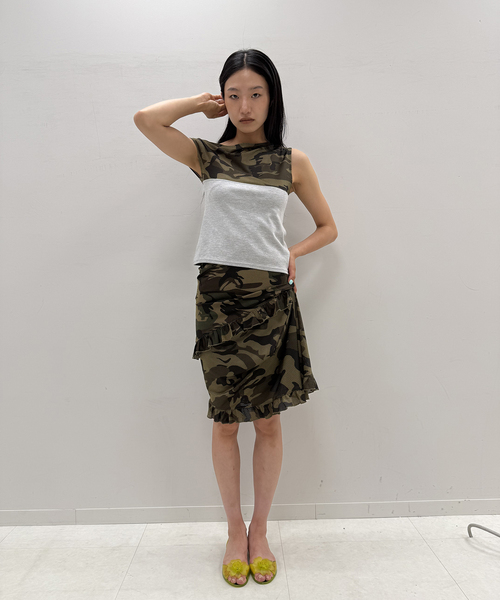 Oriens JOURNAL STANDARD(オリエンス ジャーナルスタンダード)の「カモフラージュメッシュパネルTEE(Tシャツ/カットソー・レディース・グリーン/グレー・FREE)」の3枚目の写真