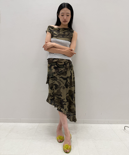 Oriens JOURNAL STANDARD(オリエンス ジャーナルスタンダード)の「カモフラージュメッシュパネルTEE(Tシャツ/カットソー・レディース・グリーン/グレー・FREE)」の4枚目の写真