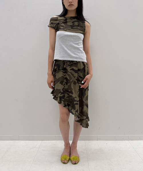 Oriens JOURNAL STANDARD(オリエンス ジャーナルスタンダード)の「カモフラージュメッシュパネルTEE(Tシャツ/カットソー・レディース・グリーン/グレー・FREE)」の5枚目の写真