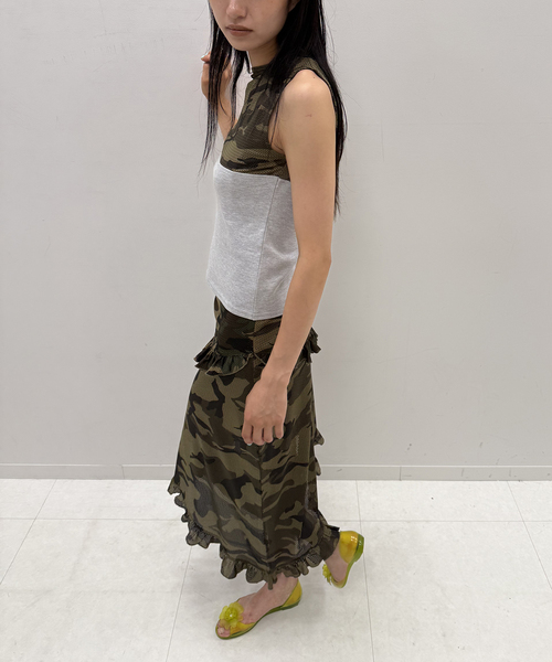 Oriens JOURNAL STANDARD(オリエンス ジャーナルスタンダード)の「カモフラージュメッシュパネルTEE(Tシャツ/カットソー・レディース・グリーン/グレー・FREE)」の8枚目の写真