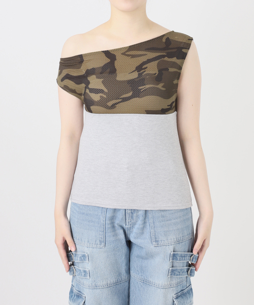Oriens JOURNAL STANDARD(オリエンス ジャーナルスタンダード)の「カモフラージュメッシュパネルTEE(Tシャツ/カットソー・レディース・グリーン/グレー・FREE)」の17枚目の写真