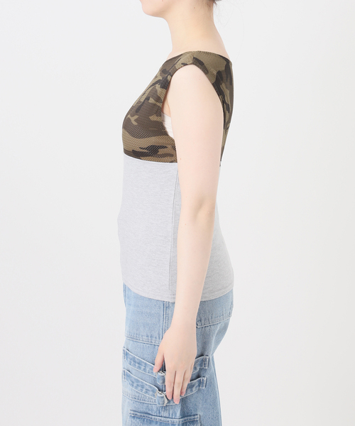 Oriens JOURNAL STANDARD(オリエンス ジャーナルスタンダード)の「カモフラージュメッシュパネルTEE(Tシャツ/カットソー・レディース・グリーン/グレー・FREE)」の18枚目の写真