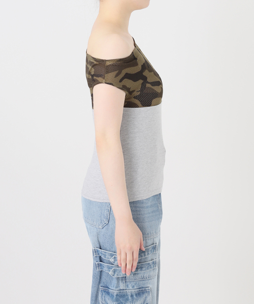 Oriens JOURNAL STANDARD(オリエンス ジャーナルスタンダード)の「カモフラージュメッシュパネルTEE(Tシャツ/カットソー・レディース・グリーン/グレー・FREE)」の20枚目の写真
