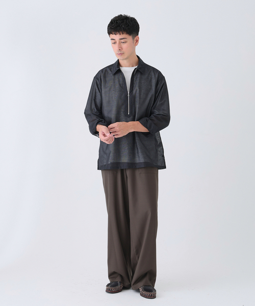 EDIFICE(エディフィス)の「Quarter-ZIP シアー シャツ(シャツ/ブラウス・メンズ・ブルー/ブラック/ネイビー・MEDIUM/LARGE)」の5枚目の写真