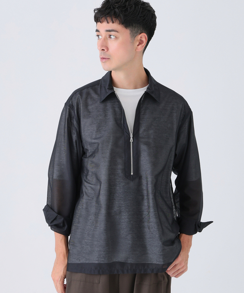 EDIFICE(エディフィス)の「Quarter-ZIP シアー シャツ(シャツ/ブラウス・メンズ・ブルー/ブラック/ネイビー・MEDIUM/LARGE)」の6枚目の写真