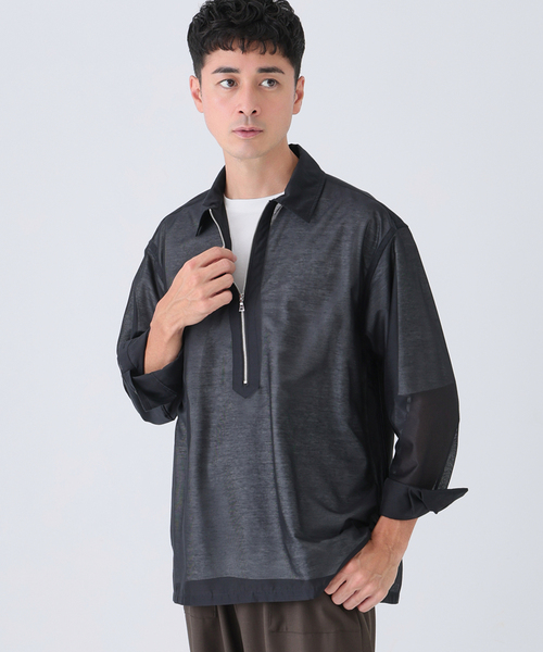 EDIFICE(エディフィス)の「Quarter-ZIP シアー シャツ(シャツ/ブラウス・メンズ・ブルー/ブラック/ネイビー・MEDIUM/LARGE)」の7枚目の写真