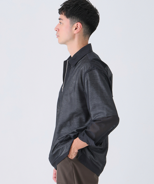 EDIFICE(エディフィス)の「Quarter-ZIP シアー シャツ(シャツ/ブラウス・メンズ・ブルー/ブラック/ネイビー・MEDIUM/LARGE)」の8枚目の写真