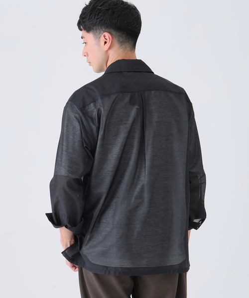 EDIFICE(エディフィス)の「Quarter-ZIP シアー シャツ(シャツ/ブラウス・メンズ・ブルー/ブラック/ネイビー・MEDIUM/LARGE)」の9枚目の写真