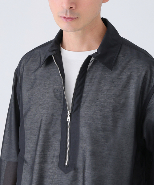 EDIFICE(エディフィス)の「Quarter-ZIP シアー シャツ(シャツ/ブラウス・メンズ・ブルー/ブラック/ネイビー・MEDIUM/LARGE)」の10枚目の写真