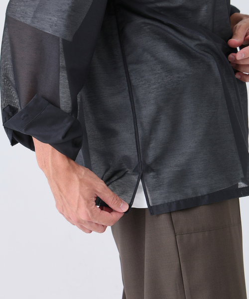 EDIFICE(エディフィス)の「Quarter-ZIP シアー シャツ(シャツ/ブラウス・メンズ・ブルー/ブラック/ネイビー・MEDIUM/LARGE)」の12枚目の写真