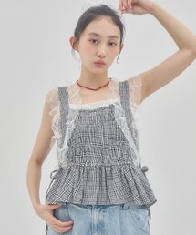 【umm.】レースドッキングチェックキャミソール