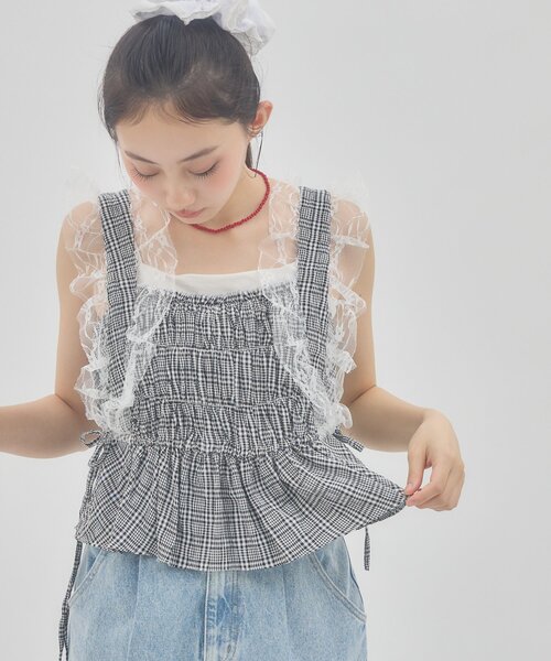 DISCOAT(ディスコート)の「【umm.】レースドッキングチェックキャミソール(シャツ/ブラウス・レディース・オフホワイト/ブラック/サックスブルー・FREE)」の20枚目の写真