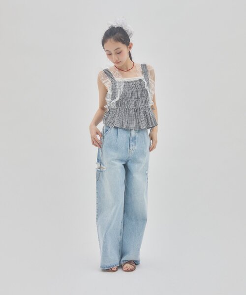 DISCOAT(ディスコート)の「【umm.】レースドッキングチェックキャミソール(シャツ/ブラウス・レディース・オフホワイト/ブラック/サックスブルー・FREE)」の22枚目の写真