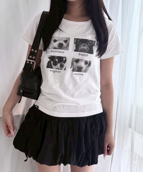 fiere(フィエール)の「白黒アニマルショート丈半袖Tシャツ(Tシャツ/カットソー・レディース・ホワイト・WM)」の1枚目の写真