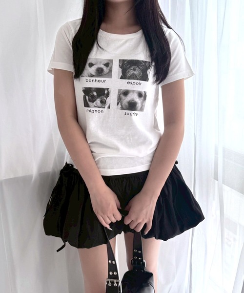 fiere(フィエール)の「白黒アニマルショート丈半袖Tシャツ(Tシャツ/カットソー・レディース・ホワイト・WM)」の4枚目の写真