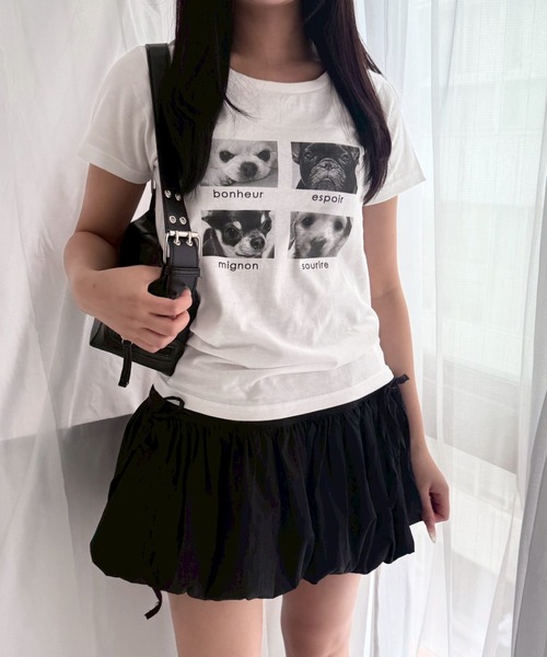 fiere(フィエール)の「白黒アニマルショート丈半袖Tシャツ(Tシャツ/カットソー・レディース・ホワイト・WM)」の6枚目の写真