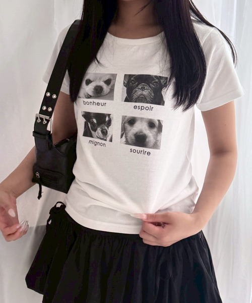 fiere(フィエール)の「白黒アニマルショート丈半袖Tシャツ(Tシャツ/カットソー・レディース・ホワイト・WM)」の2枚目の写真