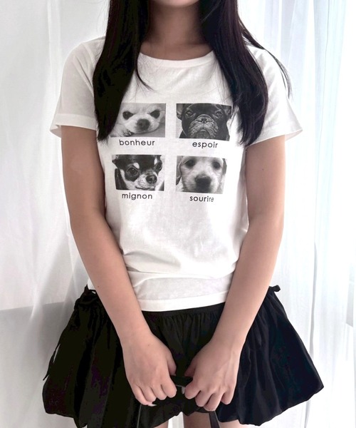 fiere(フィエール)の「白黒アニマルショート丈半袖Tシャツ(Tシャツ/カットソー・レディース・ホワイト・WM)」の3枚目の写真