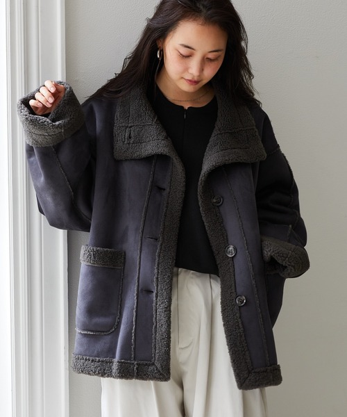 RANAN(ラナン)の「ムートンボアスタンドカラーコート(その他アウター・レディース・チャコール/ブラウン/アイボリー・M/L/LL)」の20枚目の写真