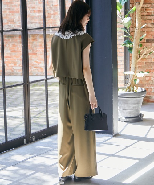 anne by RANAN(anne by RANAN)の「【2点セット】レースカラーセットアップパンツドレス(パンツドレス・レディース・チャコール/カーキ/ブラック・L/M/LL)」の10枚目の写真