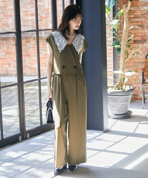 anne by RANAN(anne by RANAN)の「【2点セット】レースカラーセットアップパンツドレス(パンツドレス・レディース・チャコール/カーキ/ブラック・L/M/LL)」の12枚目の写真