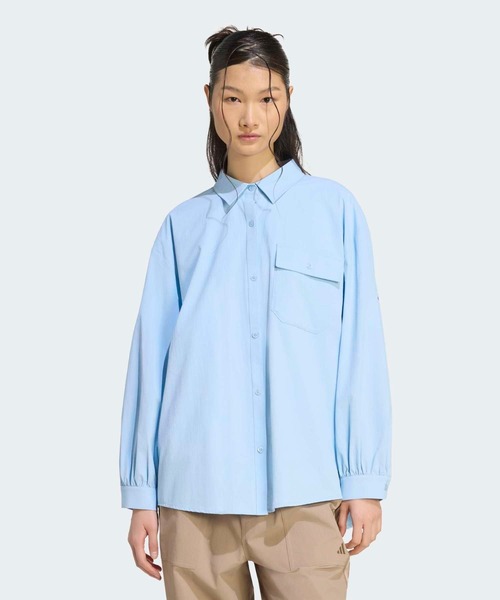 adidas(アディダス)の「クールフィーリング UVカット 襟付き 長袖シャツ / アディダス adidas(シャツ/ブラウス・レディース・グリーン/ブルー/ベージュ・X-SMALL/X-LARGE/SMALL/MEDIUM/LARGE/XX-LARGE)」の3枚目の写真