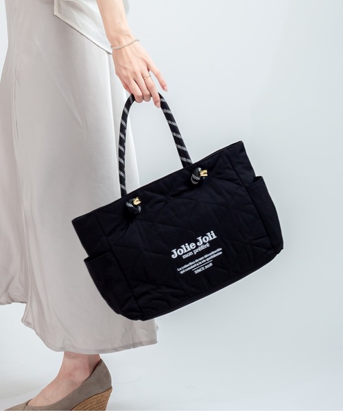 Jolie Joli(ジョリージョリ)の「【Jolie Joli/ジョリージョリ】トートバッグ キルティング ロゴ(トートバッグ・レディース・ベージュ系その他/ブラック/ネイビー/グレー・FREE)」の1枚目の写真