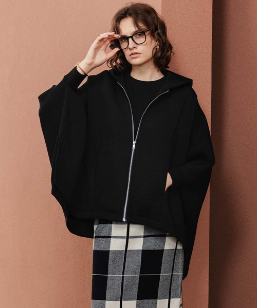 ELFRANK(エルフランク)の「【2026AW】【M~Lサイズ展開】オーバーサイズジップアップポンチョパーカー《着用動画あり》(パーカー・レディース・オフホワイト/ブラック・L/M)」の7枚目の写真