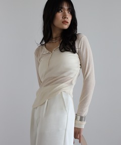 SENEE 完売品 ドレープシアー2wayトップス アイボリー drape sheer 2way tops（ドレープシアー2wayトップス）（Tシャツ