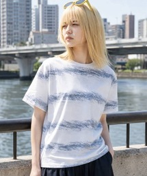 かすれボーダーアートプリントTシャツ