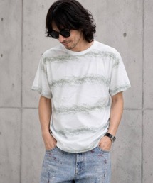 かすれボーダーアートプリントTシャツ