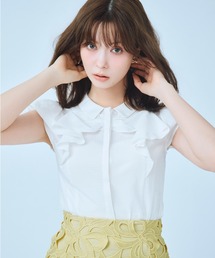 フロントリボンパフスリーブブラウス