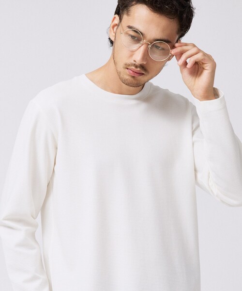 TAKEO KIKUCHI（タケオキクチ）の「2重編みガーター ボーダー 長袖 Tシャツ（Tシャツ/カットソー・メンズ・ブラック/ホワイト・04/03/02）」の4枚目の写真